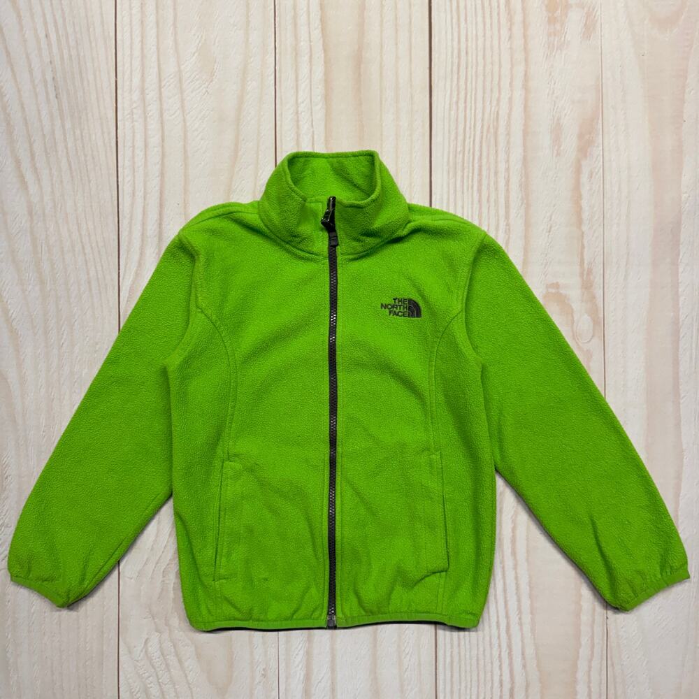 The North Face Kids Size S 7/8 Full Zip Pockets Fleece Jacket Green